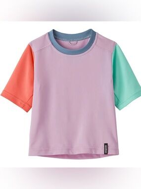 Patagonia Lilac Short-Sleeve Colorblock Tee with Coral & Mint Sleeves